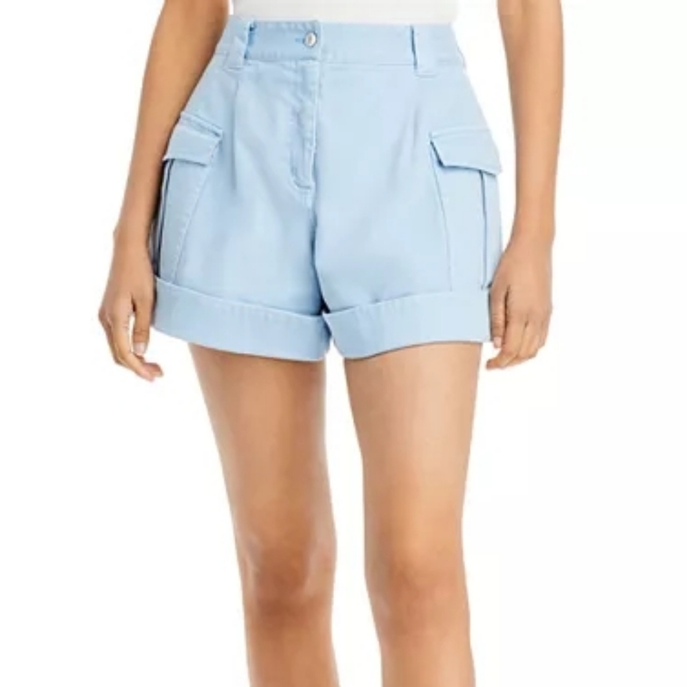 Derek Lam 10 Crosby Light Blue Cargo Folded Hem Denim Shorts
